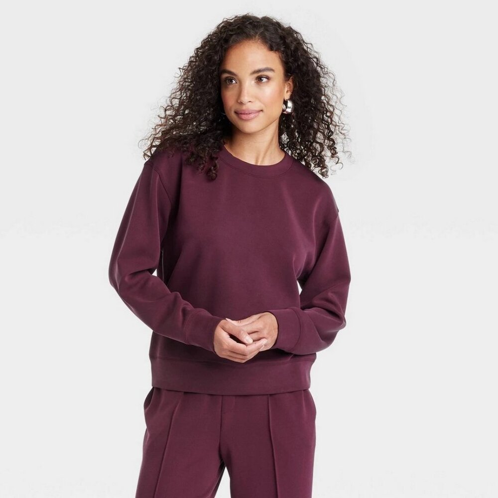 Women's Sandwash Pullover Sweatshirt - a New Day™ Burgundy XL